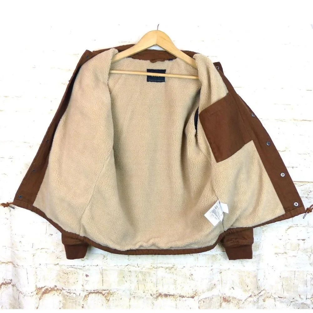 Deus Ex Machina Jacket Mens XS Brown Latham Canvas Coach Sherpa Lined Motorcycle
